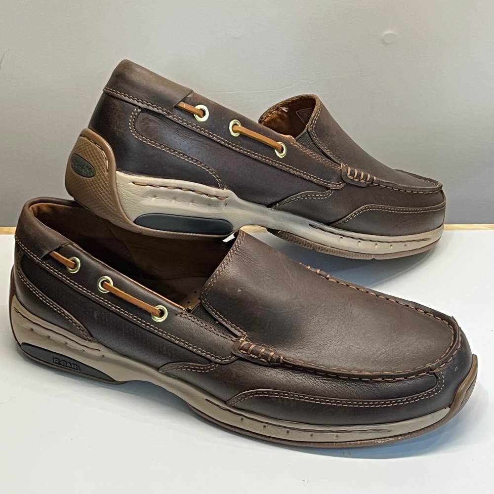 Dunham Mens Waterford Slip On Leather Boat Shoes, Tan/Brown, US 10.5